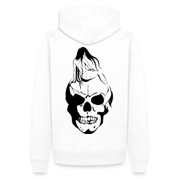 Mermaid on skull - Men’s Premium Organic Hoodie - white - Back - Nico (187cm)