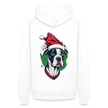 Weihnachts - Dogge - Männer Premium Bio Hoodie - Weiß - Hinten - Nico (187cm)