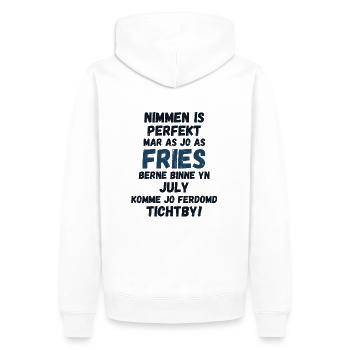 Naissance ou anniversaire en juillet , né Frison - Sweat à capuche Premium bio Homme - blanc - Dos - Nico (187cm)