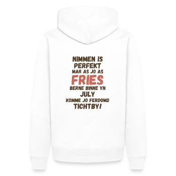 Fier anniversaire frison, né en juillet - Sweat à capuche Premium bio Homme - blanc - Dos - Nico (187cm)