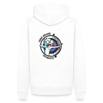 Crazy about Archery - Men’s Premium Organic Hoodie - white - Back - Nico (187cm)