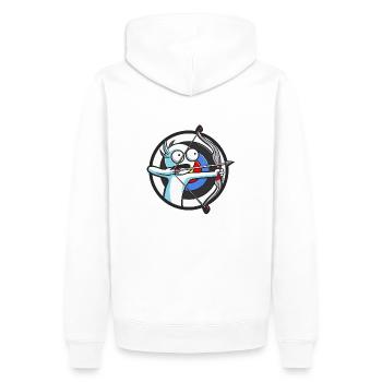 Crazy about simple archery - Men’s Premium Organic Hoodie - white - Back - Nico (187cm)