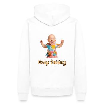 Keep Smiling - Männer Premium Bio Hoodie - Weiß - Hinten - Nico (187cm)