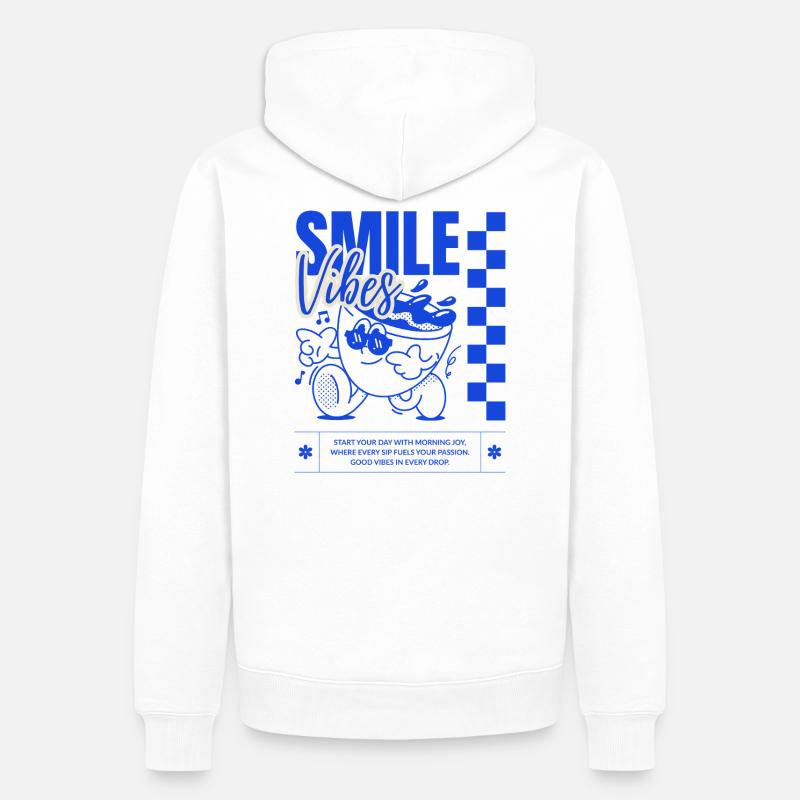 Illustration de vibrations de sourire vif - Sweat à capuche Premium bio Homme - blanc