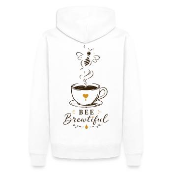 BEE Brewtiful Coffee Mug Design - Men’s Premium Organic Hoodie - white - Back - Nico (187cm)
