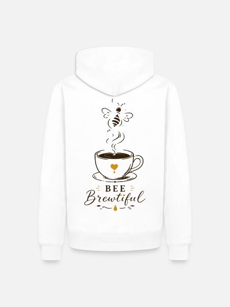 BEE Brewtiful Coffee Mug Design - Men’s Premium Organic Hoodie - white