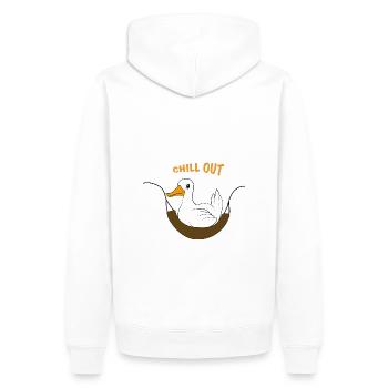Drôle de canard disant chill out - Sweat à capuche Premium bio Homme - blanc - Dos - Nico (187cm)
