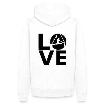 Aerial Silks - Silklove - Aerialist - vertical wipe - Men’s Premium Organic Hoodie - white - Back - Nico (187cm)