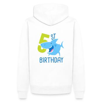 5. Geburtstag Junge 5 Jahre alter Hai - Männer Premium Bio Hoodie - Weiß - Hinten - Nico (187cm)