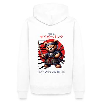 Samurai Teddy Japan - Men’s Premium Organic Hoodie - white - Back - Nico (187cm)