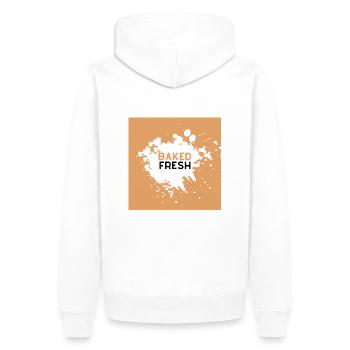 FRISCH GEBACKEN - Männer Premium Bio Hoodie - Weiß - Hinten - Nico (187cm)