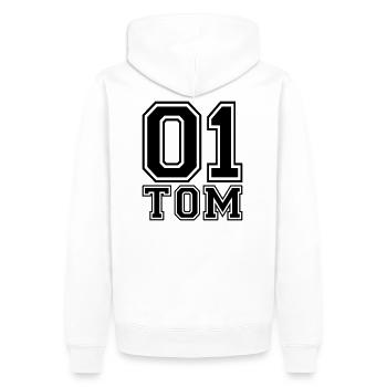 Tom - Name - Männer Premium Bio Hoodie - Weiß - Hinten - Nico (187cm)