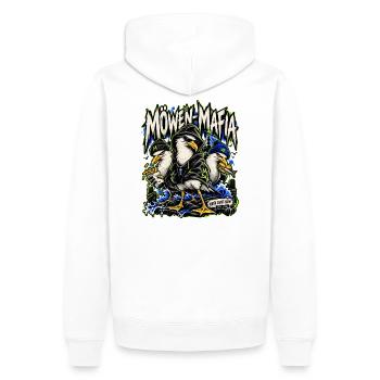 Möwen-Mafia – North Coast Streetwear - Männer Premium Bio Hoodie - Weiß - Hinten - Nico (187cm)