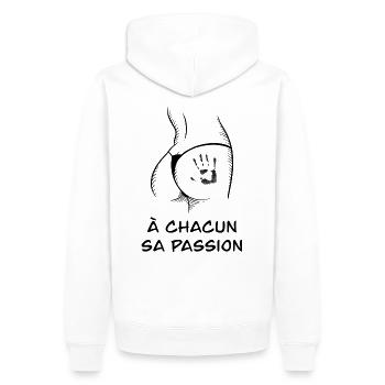 A chacun sa passion - Sweat à capuche Premium bio Homme - blanc - Dos - Nico (187cm)