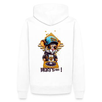 Rat DJ mignon - Sweat à capuche Premium bio Homme - blanc - Dos - Nico (187cm)