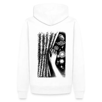 Sternennacht Vollmond Inktober - Männer Premium Bio Hoodie - Weiß - Hinten - Nico (187cm)