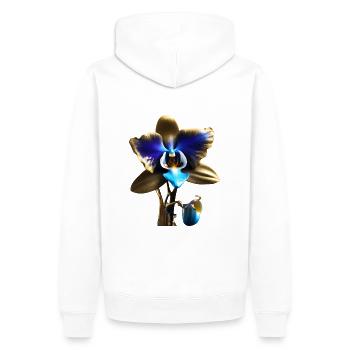 Orchidee - Männer Premium Bio Hoodie - Weiß - Hinten - Nico (187cm)