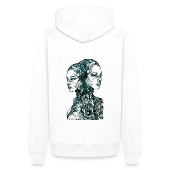 Zwei weibliche futuristische Cyborg - Männer Premium Bio Hoodie - Weiß - Hinten - Nico (187cm)