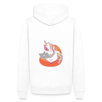 Licorne dormant avec un ordinateur portable / Einhorn - Sweat à capuche Premium bio Homme - blanc - Dos - Nico (187cm)