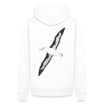 Schwarze Augenbrauen Albatrosse - Männer Premium Bio Hoodie - Weiß - Hinten - Nico (187cm)