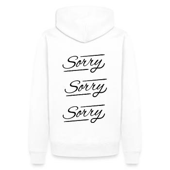 Sorry! Sorry! Sorry! - Männer Premium Bio Hoodie - Weiß - Hinten - Nico (187cm)