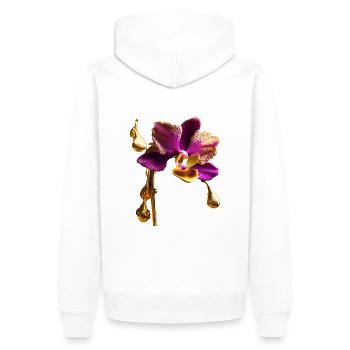 Orchidee - Männer Premium Bio Hoodie - Weiß - Hinten - Nico (187cm)
