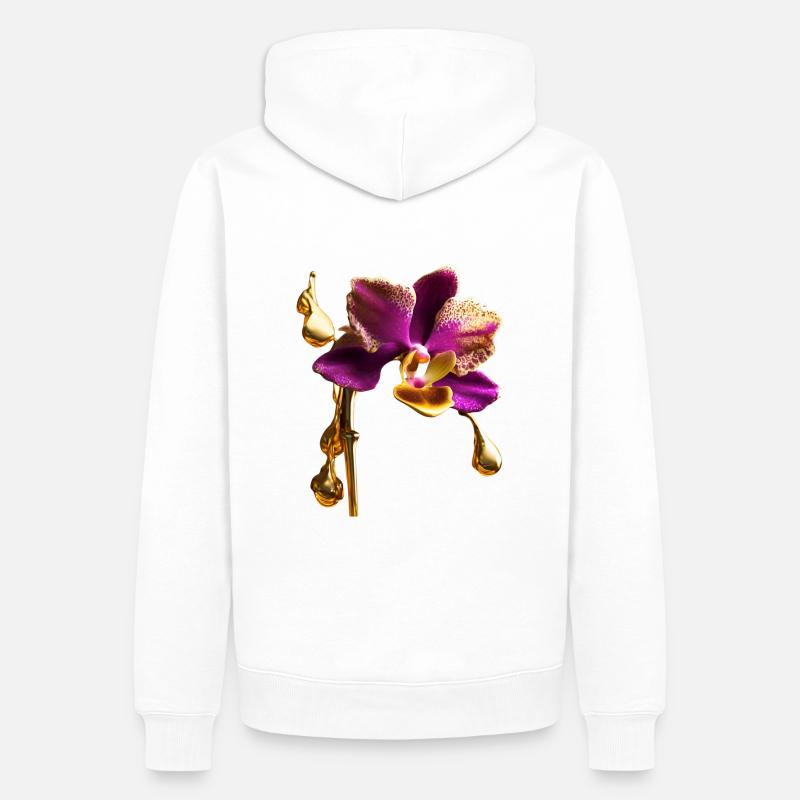 Orchidee - Männer Premium Bio Hoodie - Weiß