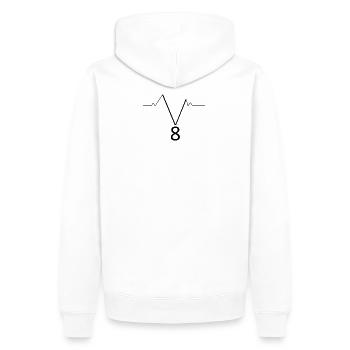 Herzschlag für V8 Sound - Men’s Premium Organic Hoodie - white - Back - Nico (187cm)