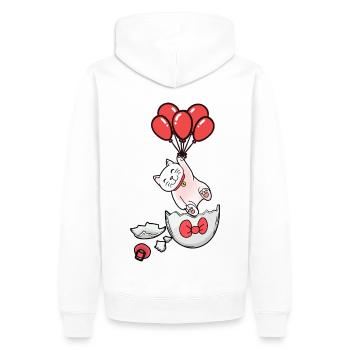 Chat Naissance Coquille D’oeuf Ballons Enfants Bébé - Sweat à capuche Premium bio Homme - blanc - Dos - Nico (187cm)
