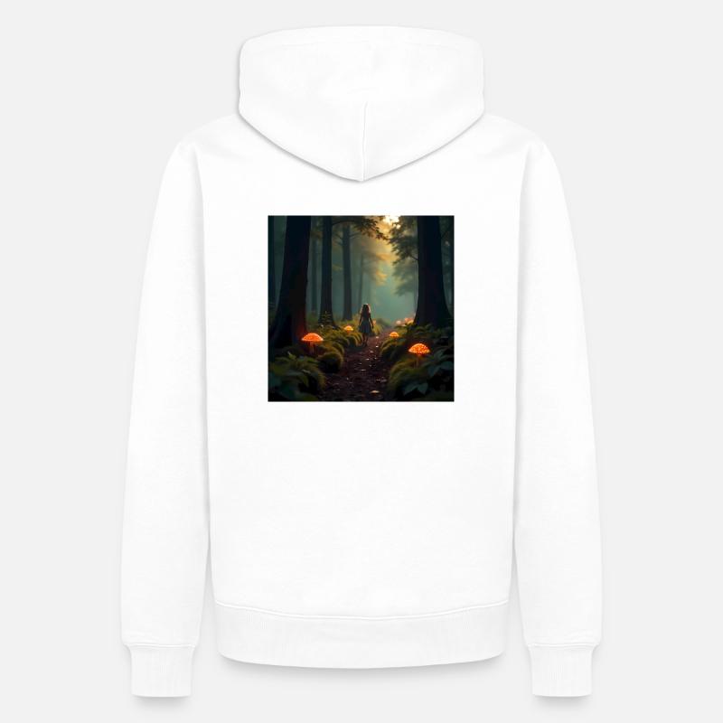 The Glowing Path – Into the Enchanted Forest - Sweat à capuche Premium bio Homme - blanc
