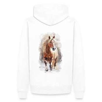 Pferd im Schnee - Männer Premium Bio Hoodie - Weiß - Hinten - Nico (187cm)