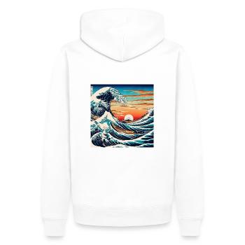 Vagues style estampe - Sweat à capuche Premium bio Homme - blanc - Dos - Nico (187cm)