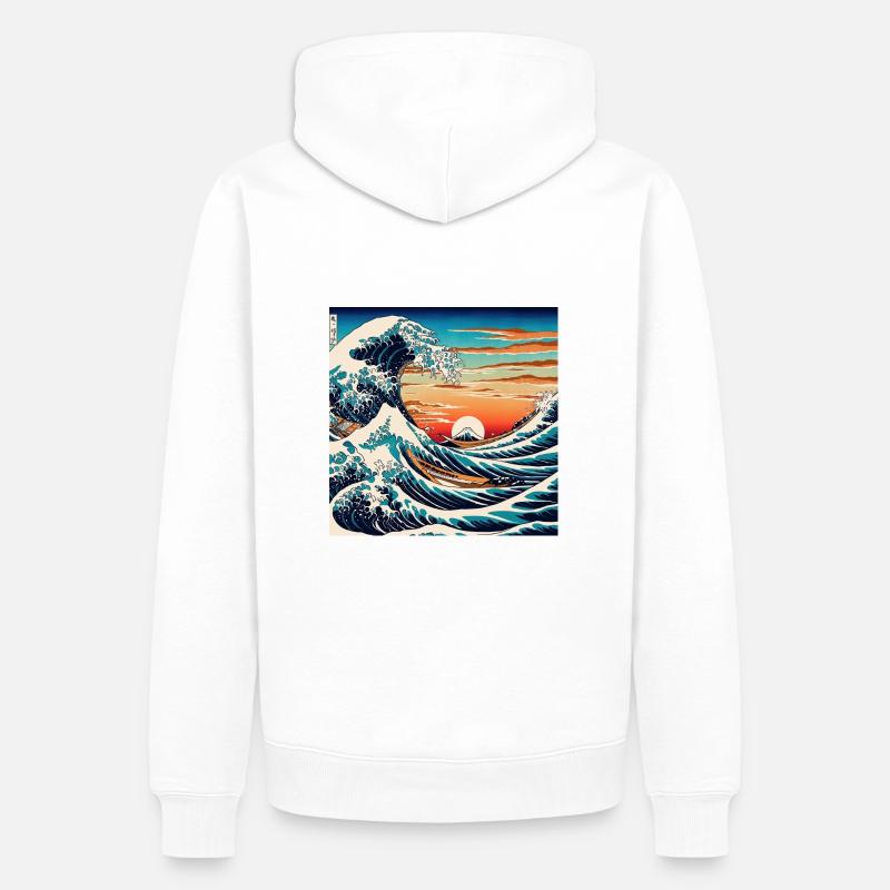 Vagues style estampe - Sweat à capuche Premium bio Homme - blanc