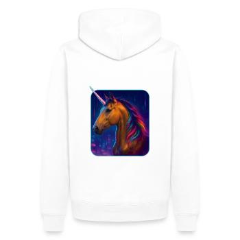 Einhorn - Akhal Teke Pferd - Regenbogen Mähne - Männer Premium Bio Hoodie - Weiß - Hinten - Nico (187cm)