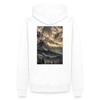 Dramatische Berglandschaft im Dämmerlicht - Männer Premium Bio Hoodie - Weiß - Hinten - Nico (187cm)