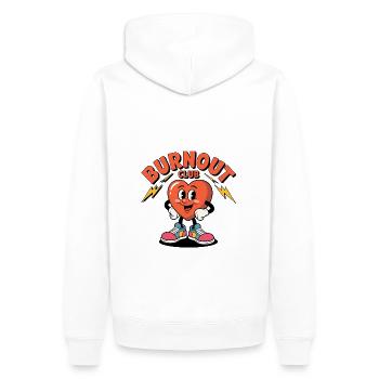 Burnout Club Santé cardiaque Cœur rieur - Sweat à capuche Premium bio Homme - blanc - Dos - Nico (187cm)