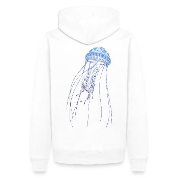 Diving Diver Jellyfish Jellyfish Dive Tattoo - Men’s Premium Organic Hoodie - white - Back - Nico (187cm)