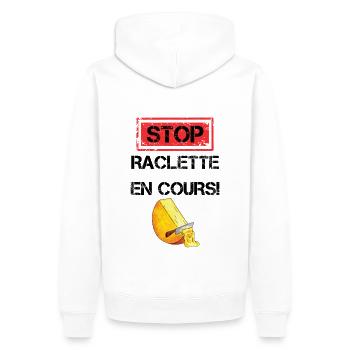 Stop raclette en cours cadeau - Sweat à capuche Premium bio Homme - blanc - Dos - Nico (187cm)