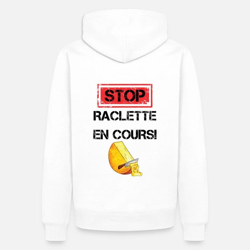Stop raclette en cours cadeau - Sweat à capuche Premium bio Homme - blanc