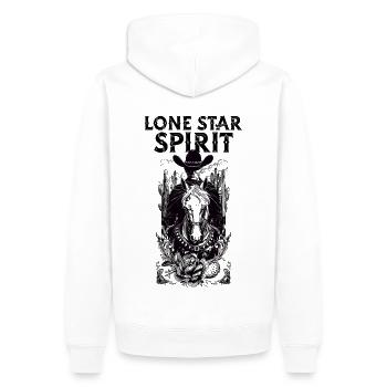 Lone Star Spirit Cowboy Wilder Westen Bonanza - Männer Premium Bio Hoodie - Weiß - Hinten - Nico (187cm)