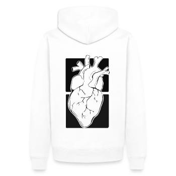 Conception de tatouage d’orgue / cœur noir et blanc - Sweat à capuche Premium bio Homme - blanc - Dos - Nico (187cm)