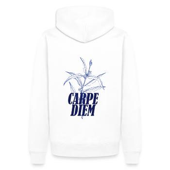 Carpe Diem - Männer Premium Bio Hoodie - Weiß - Hinten - Nico (187cm)