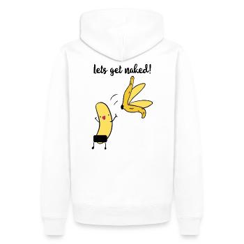lets get naked - funny banana - Männer Premium Bio Hoodie - Weiß - Hinten - Nico (187cm)