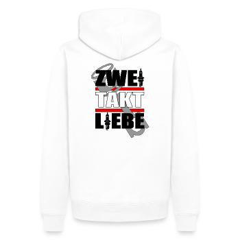 ZWEI TAKT LIEBE - Männer Premium Bio Hoodie - Weiß - Hinten - Nico (187cm)