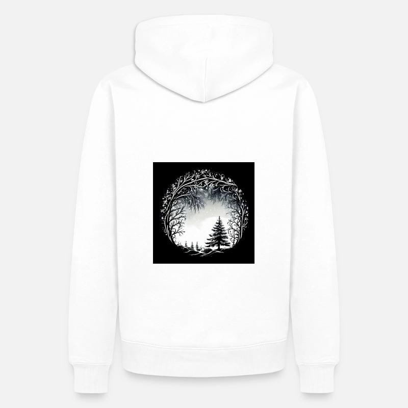 B&W Snowy Tree Design - Männer Premium Bio Hoodie - Weiß