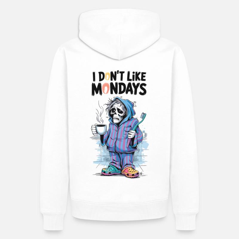 Lundi grogne avec du café - Sweat à capuche Premium bio Homme - blanc