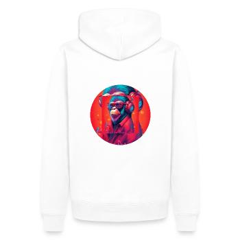 Funky Affe mit Kopfhörer und Sonnenbrille - Männer Premium Bio Hoodie - Weiß - Hinten - Nico (187cm)