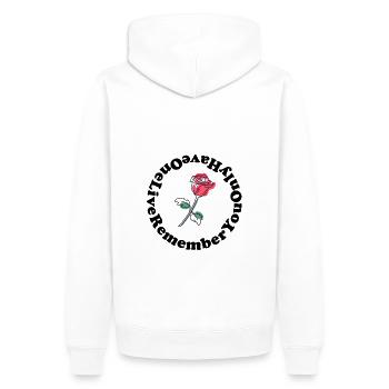 Rosen Backprint Design - Männer Premium Bio Hoodie - Weiß - Hinten - Nico (187cm)