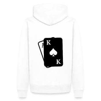 Spielkarten - Männer Premium Bio Hoodie - Weiß - Hinten - Nico (187cm)