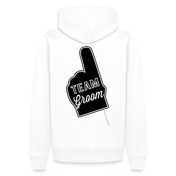 Teem Groom - Men’s Premium Organic Hoodie - white - Back - Nico (187cm)